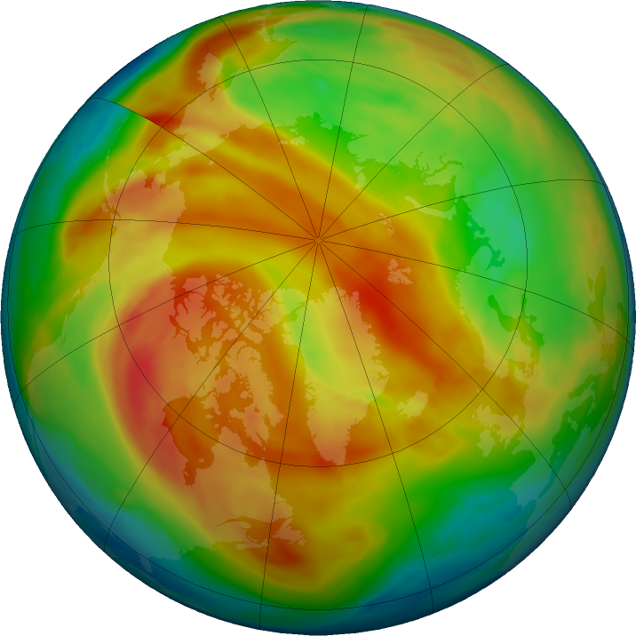 Arctic ozone map for 25 January 2021